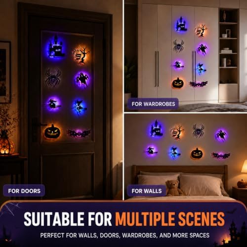 Halloween LED Window Clings, 8 Pack Glowing Silhouette Decorations (8pcs)