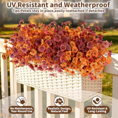 Artificial Flowers Outdoor, UV Resistant Faux Plants, Fall Decor,12 Bundles
