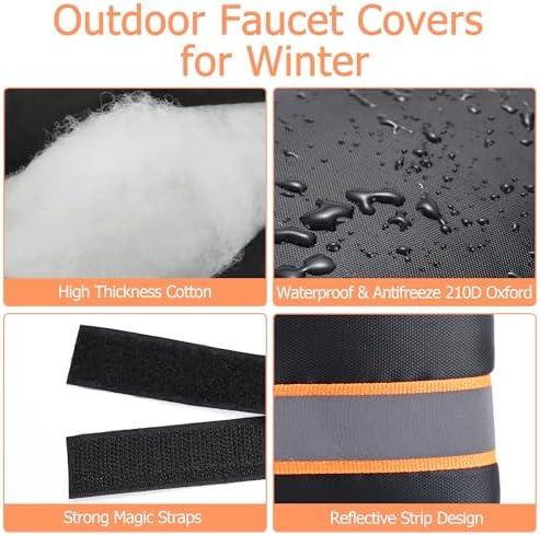 Outdoor Faucet Cover, Thicken Faucet Covers for Winter, Orange, 4 Pack