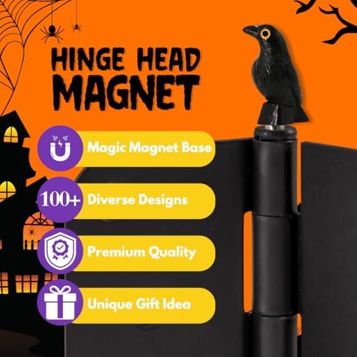 Black Crows Door Hinge Toppers Set of 6 - Spooky Black Raven Miniature Hinge Heads Decorative Topper - Magnetic Decorative Charms for Halloween Home Decor
