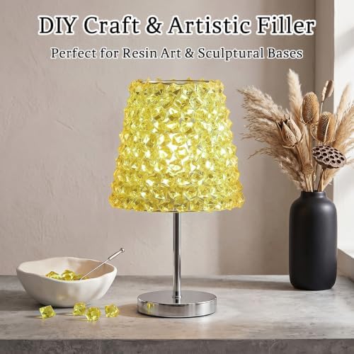 160 Pieces Yellow Acrylic Fake Ice Rocks, Vase Filler for Table Centerpiece