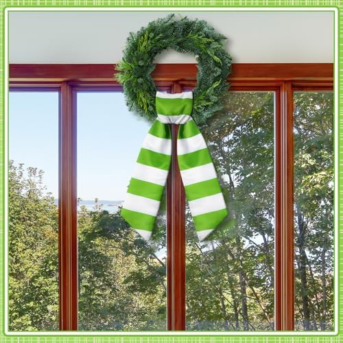 Wreath Sash for Front Door 4.5'' x 56'' Green White Striped
