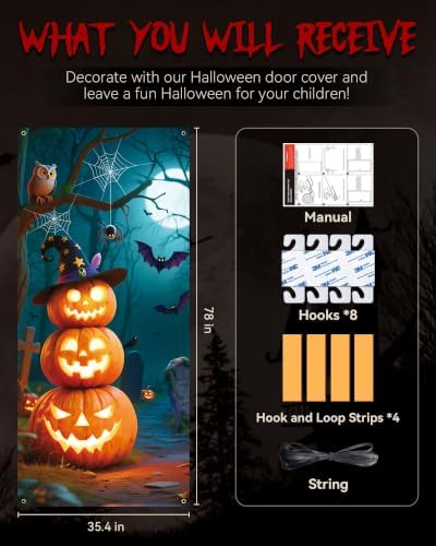 Halloween Door Cover Decor, Outdoor Party Wall Backdrop Sign