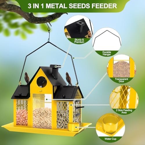 Solar Bird Feeders for Outdoors Hanging, Bird Houses for Outside