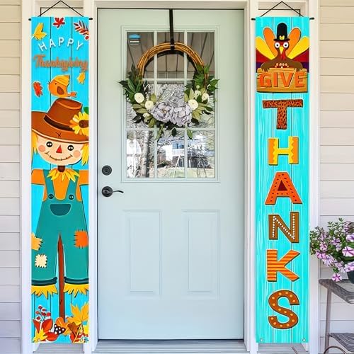 HOMETITUTE Give Thanks Porch Banner Set 12 x 71 Inch 2 Pack