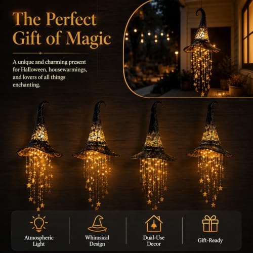 Halloween Witch Hat Hanging Decor Light