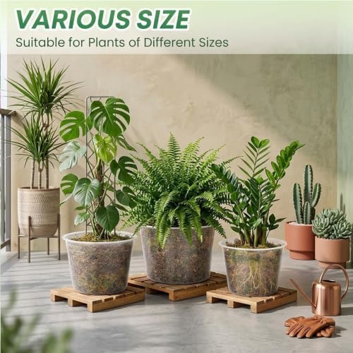 4 Sets 10 Inch Large Clear Nursery Pots with Drainage Holes