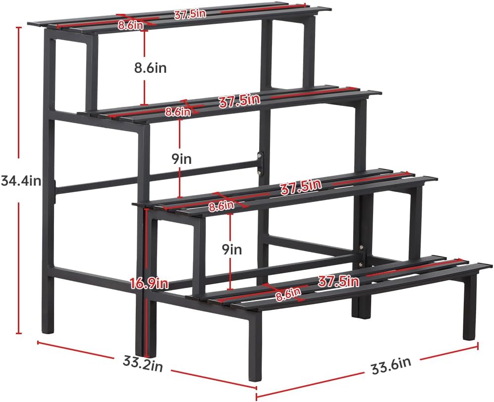 Aluminum Plant Stand Indoor & Outdoor Flower Rack 4-Tier | Outdoor Ladder Display Shelf for Plants - Sturdy