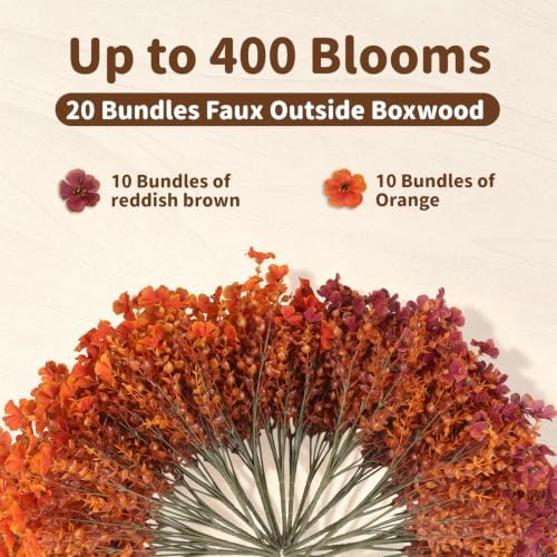 Artificial Flowers Outdoor, UV Resistant Faux Plants, Fall Decor,12 Bundles