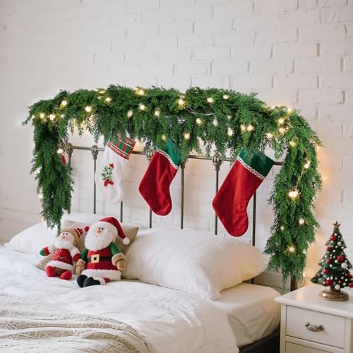 Rowfad 6Ft Cedar Pine Garland for Mantle Christmas Decorations, 1 Set