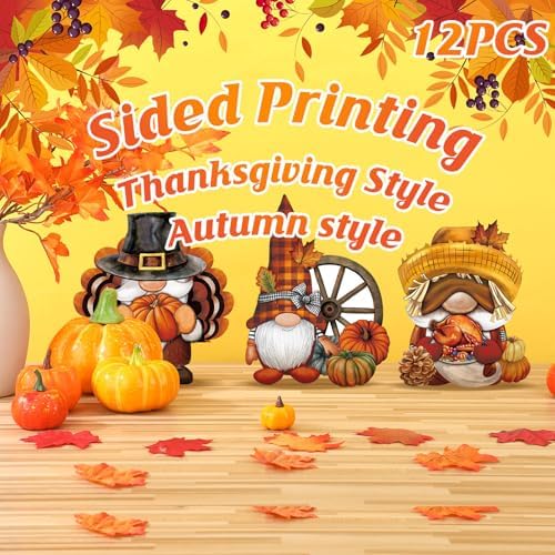Sintuff 12 Pcs Fall Yard Stakes Gnome Lawn Signs,13.78'' Garden Stakes