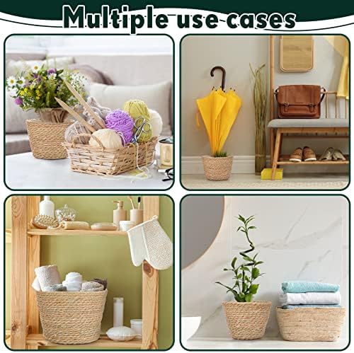 Mumufy 6 Pcs Seagrass Planter Basket Hand Woven Flower Pot Cover, Classic