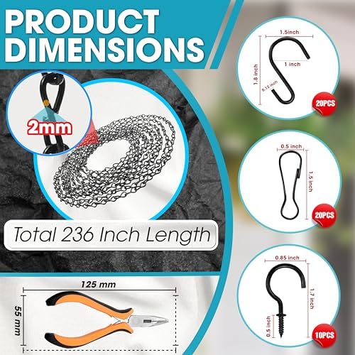 Adjustable 33LB 236" Electroplated Steel Hanging Chain, Garden Plant Hanger