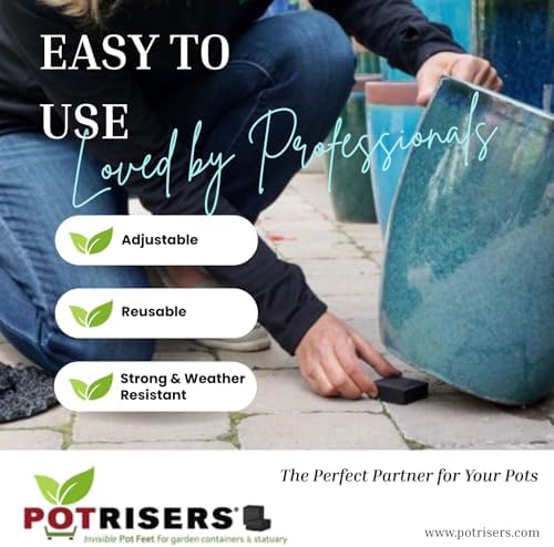 POTRISERS 6 Pack Large 2" Wide x 3/4" Tall | Invisible Pot Feet & Plant Risers | Drainage & Airflow for Planters, Pots, Garden Decor | Patios, Decks, Gardens