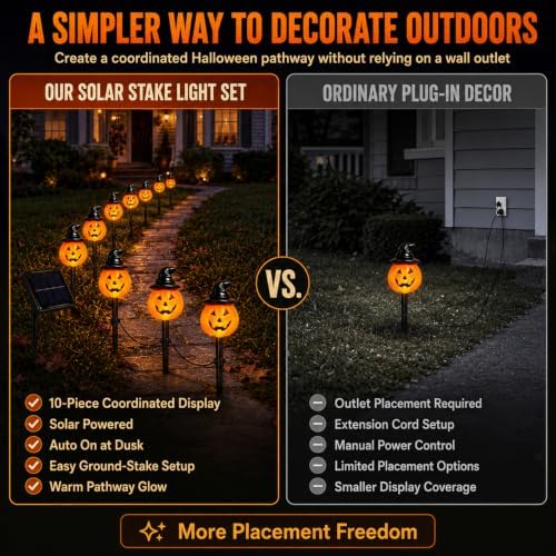 10 Pack Halloween Decorations Outdoor Pumpkin Moon Garden (Floating Ghost)