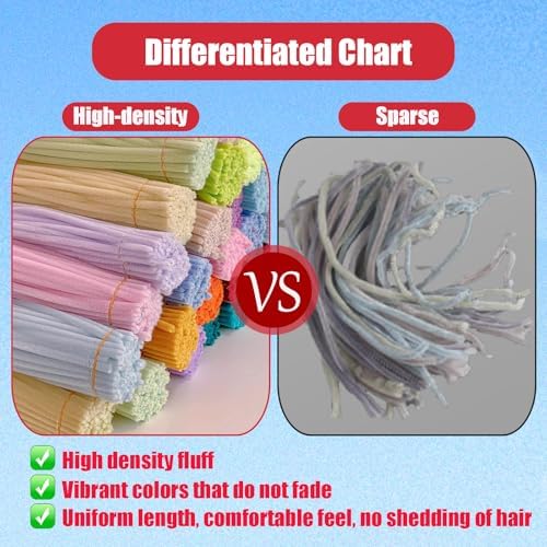 400 Pcs Pipe Cleaners Craft Set, 5 Assorted Red Pipe Cleaners Bulk, Chenille Stems for DIY Flower Making Kit with Floral Stems, Gardening Tape, Stamen, Ribbon for DIY Bouquet Gift (Red)