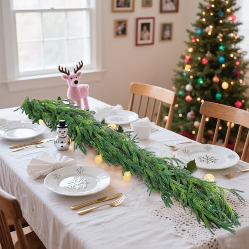 Rowfad 6Ft Norfolk Pine Garland for Mantle Christmas Decorations, 2 Set