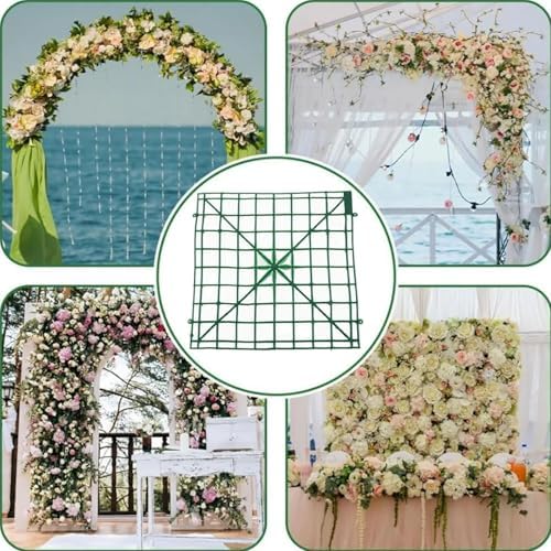 8 PCS Green Plastic Flower Arranging Grid, 9.84×9.84 Inch
