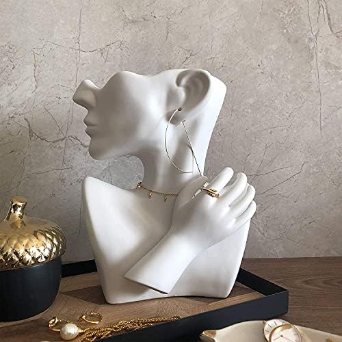 Ceramics Statue Flower Vase Face Pots Bust Head Shaped for Birthday Gifts Home Office Decoration (White)