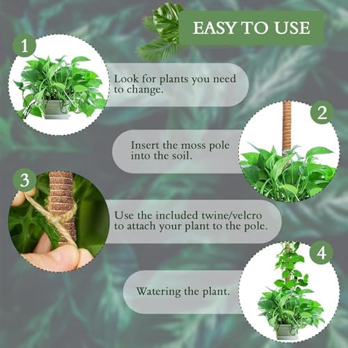 2 Pack 24 Inch Coco Coir Moss Poles for Climbing Indoor Plants - Handmade Plant Support for Creepers to Grow Upwards