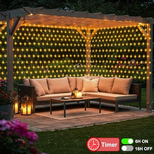600 LED 20x6.6ft Net Lights Outdoor Mesh Lights with Remote Timer 8 Modes