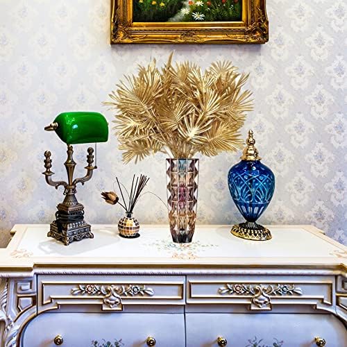 PASYOU Gold Fake Plants, Artificial Flowers Decoration for Christmas Golden Leaves Crafts Plastic Faux Grass Indoor Outdoor Home Garden Wedding Party Room Bedroom Table Centerpiece Decor, 4 Pack