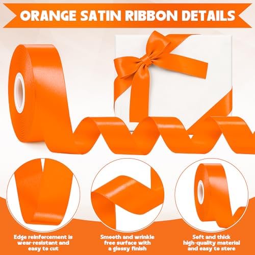1In 30Yards Orange Satin Ribbon for Gift Wrapping Halloween Thanksgiving