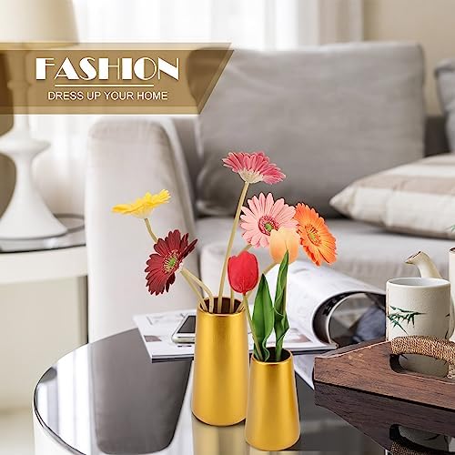 Simple Boho Ceramic Flower Vase for Home Decor (Gold,Small)
