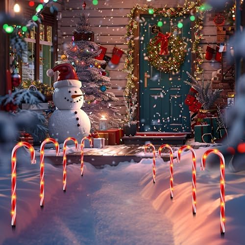 10PCS Plastic Ground Spikes, Replacement Stakes for Candy Cane Lights, Maintain Candy Cane Pathway Lights, 0.68 * 5 Inch Markers