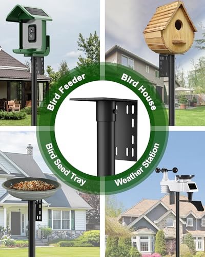 Bird Feeder Pole – 104 Inch Height Bird House Pole with 1-Inch Dia Heavy Duty for Birdfeeders, Feeding Stand with Mount Kit for Outdoor, Slip-Fit Connection, Black