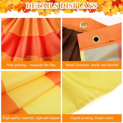 Newwiee 4 Pcs Thanksgiving Fall Bunting for Outside, Brown, 3 x 1.5 ft