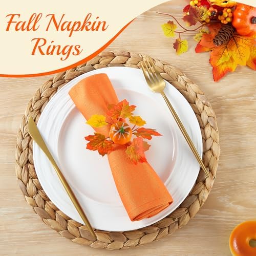Fall Thanksgiving Pumpkin Napkin Rings Set of 6, Thanksgiving Table Decor