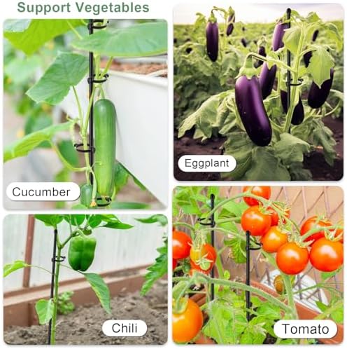 30Pcs Plant Support Stakes 17 inch SupKing Garden Orchid Sticks Extended to 3ft 4ft 5ft Plant Poles with Clips for Indoor Outdoor Potted Tomato Rose Amaryllis Vegetables Comes with 20 Ties(Black)
