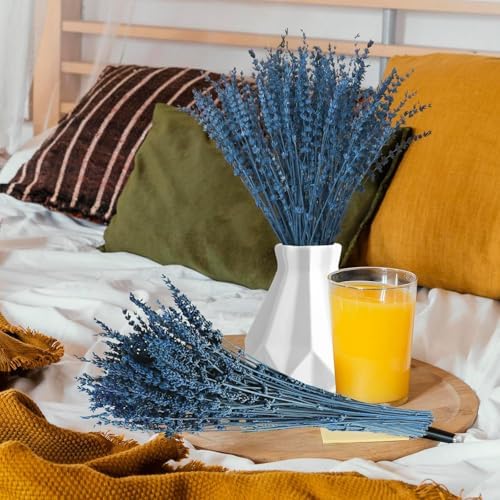 Glicrili Dried Lavender Flowers Real Stems Blue Bouquet for Vase Decor
