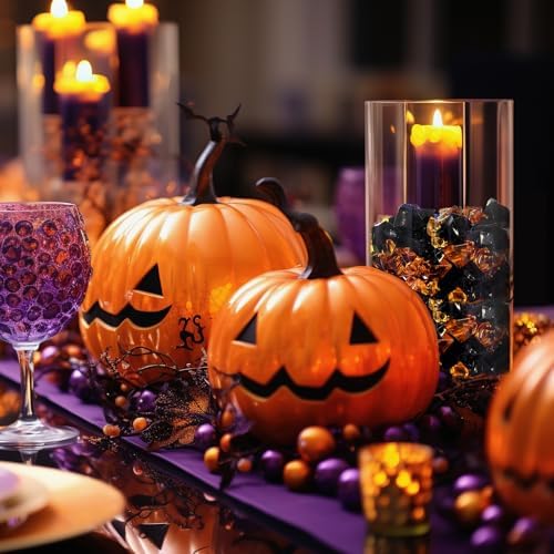Syhood 570 Pcs Orange and Black Acrylic Gems Halloween Plastic Crystals