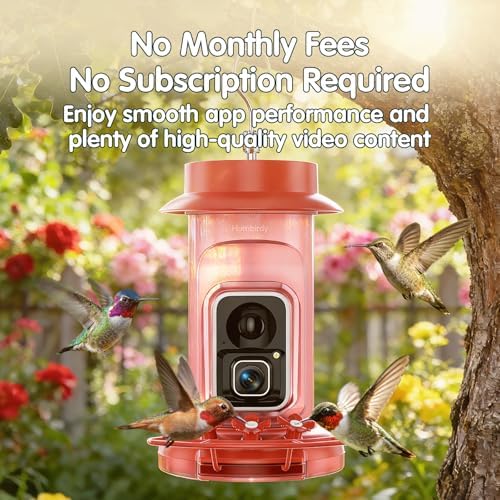 Hummingbird Feeder with Camera, 4K Ultra HD Video at 30fps, 10x Slow-Motion at 120fps,1.9in Closer Focus, No Subscription,Leak Proof, Ant Moat,Solar Powered, 2.4G&5G Wi-Fi,Bird Lover Gift