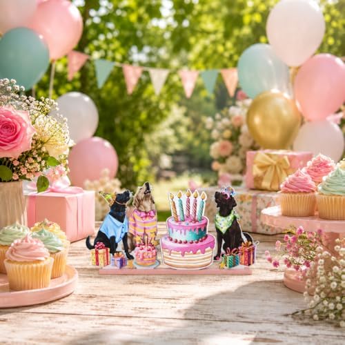 Smile Birthday Wooden Standing Decor Dog Party Cake Tiered Tray