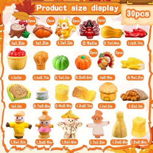 30 Pcs Thanksgiving Mini Figurines Mini Resin Thanksgiving Figurines
