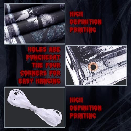 Fanfanwin 3 Pcs Halloween Door Window Cover Set Scary Decor, Female Ghost