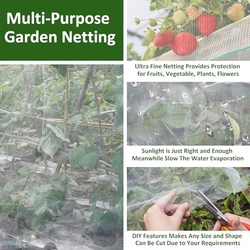 Ultra Fine Garden Netting, 4'x10' Plant Netting Pest Barrier for Garden Protection Row Cover Raised Bed Screen Mesh Greenhouse Mosquito Net, Protecting Tree Plants Vegetable Flowers Fruits