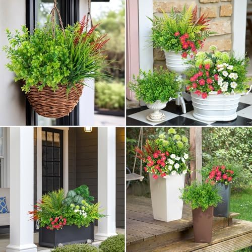 20 Pcs Artificial Plants Outdoor Fake Greenery Stems Plants