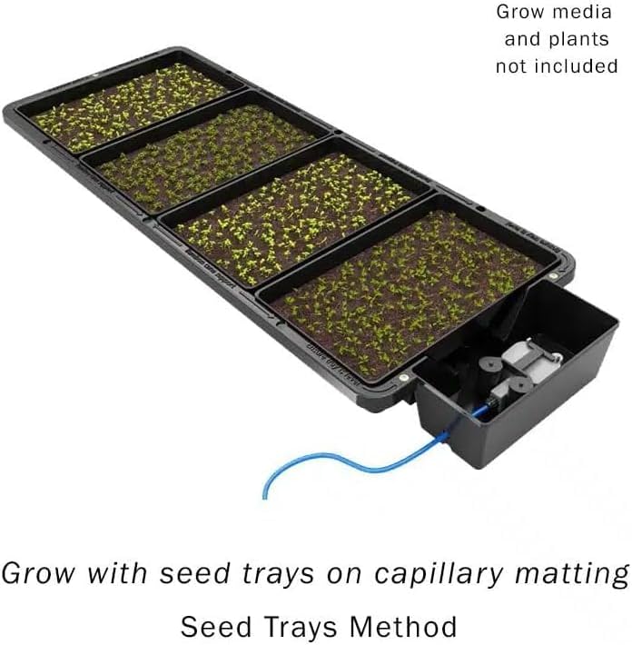 Tray2Grow System - Standard Tray2Grow with No Tank - Self-Watering, Gravity-Fed Hydroponic Indoor System, Black