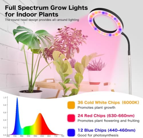 Grow Lights for Indoor Plants, Floor LED Plant Light for Tall Plant, Black