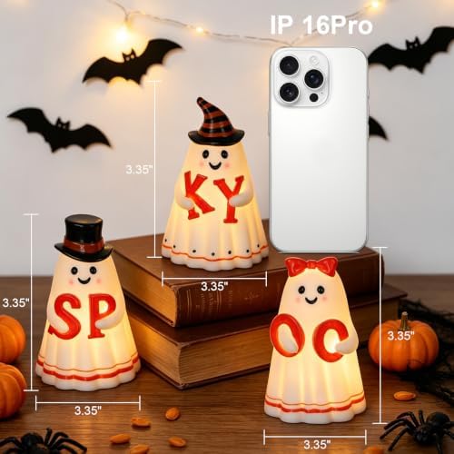 Wondise Spooky Ghost Halloween Flameless Candles with 6hrs Timer