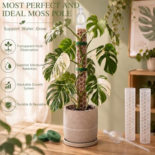 4 Pack 24 Inch,Self Watering Plastic Moss Pole for Monstera
