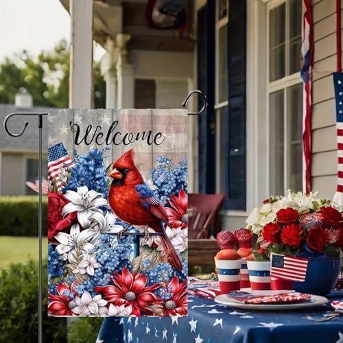 4th of July Garden Flags 12x18 Inch Double Sided Outside