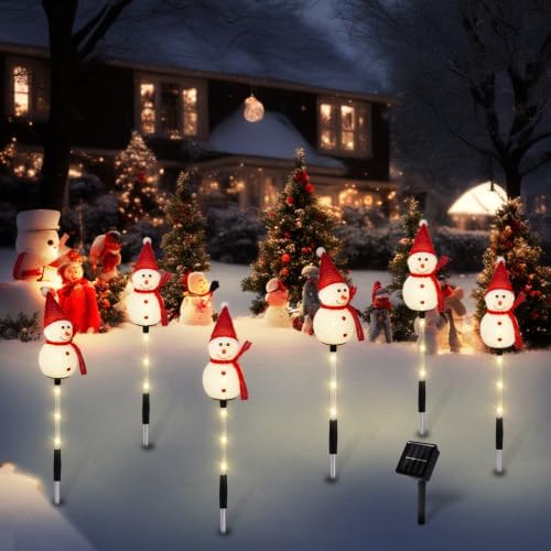 Solar Christmas Snowman Pathway Lights Outdoor Decoration, 6 Pack