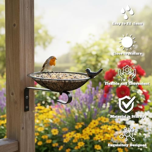 Metal Tray Bird Feeder, Heavy Duty Mesh Seed Tray for Wild Bird