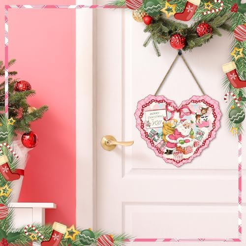 Britimes Welcome Door Sign, Wooden, for Front Door, Christmas Santa