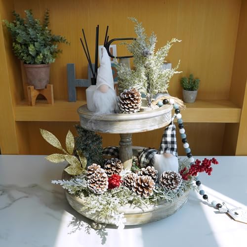 Winlyn 20 Pcs Frosted Natural Pinecone Picks Christmas Picks White Tipped Pine Cones Ornaments with Wired Stems 6.9" Tall for Christmas Tree Floral Arrangements Crafts Wreath Winter Holiday Decoration